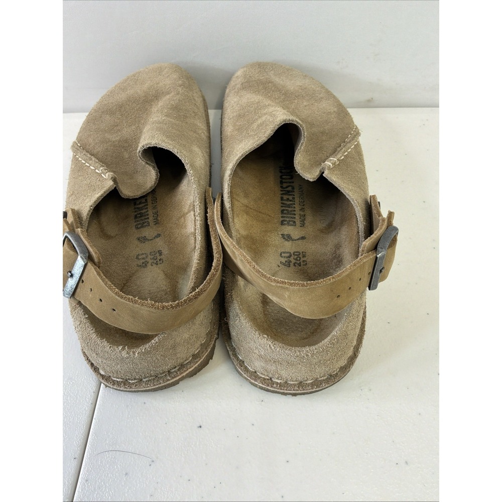Birkenstock Lutry Premium Suede Euro 40 w-9 m 7 Gray Taupe Slip On Clog Sandals - Picture 2 of 8